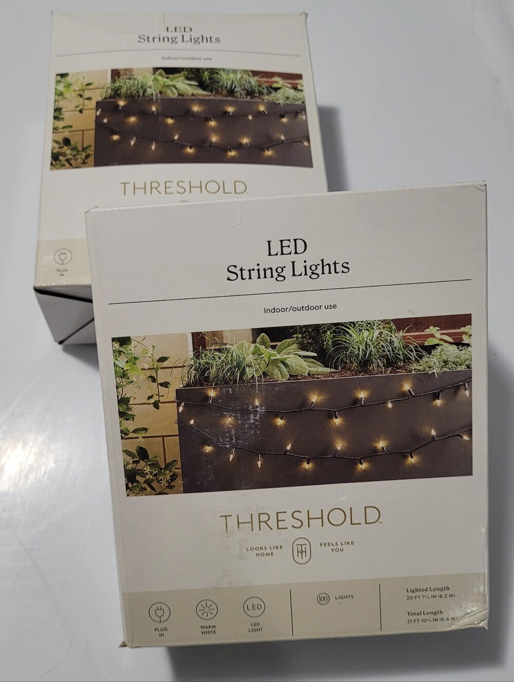 Threshold 100ct LED Outdoor Miniature String Lights Black, Set of 2
